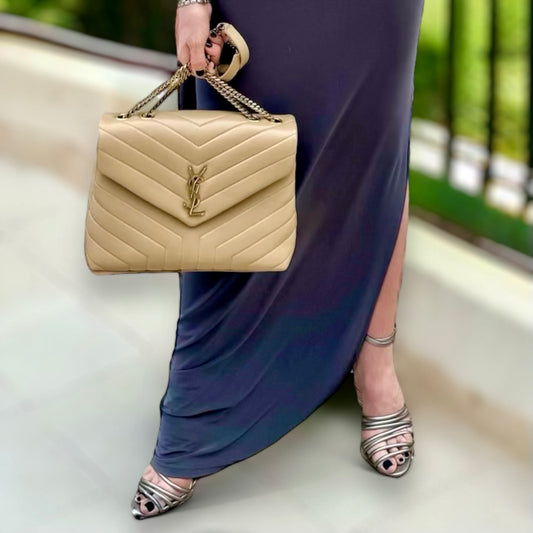 SAINT LAURENT Loulou Medium Bag in Nude