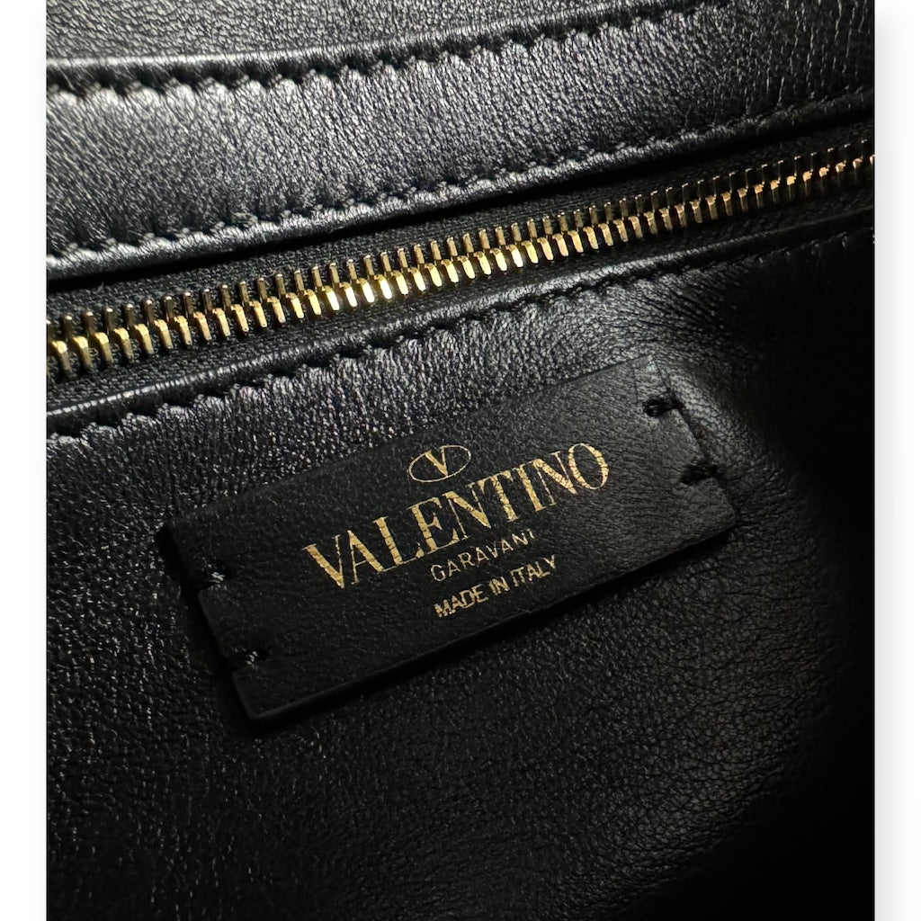 VALENTINO GARAVANI Medium Roman Stud The Shoulder Bag in Black
