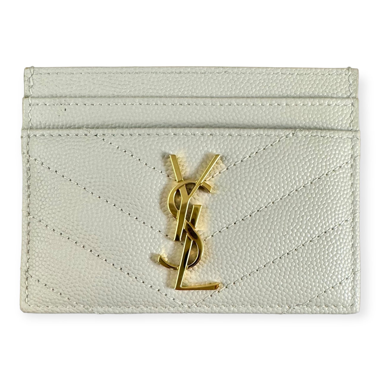 SAINT LAURENT Cassandre Card Case in Ivory