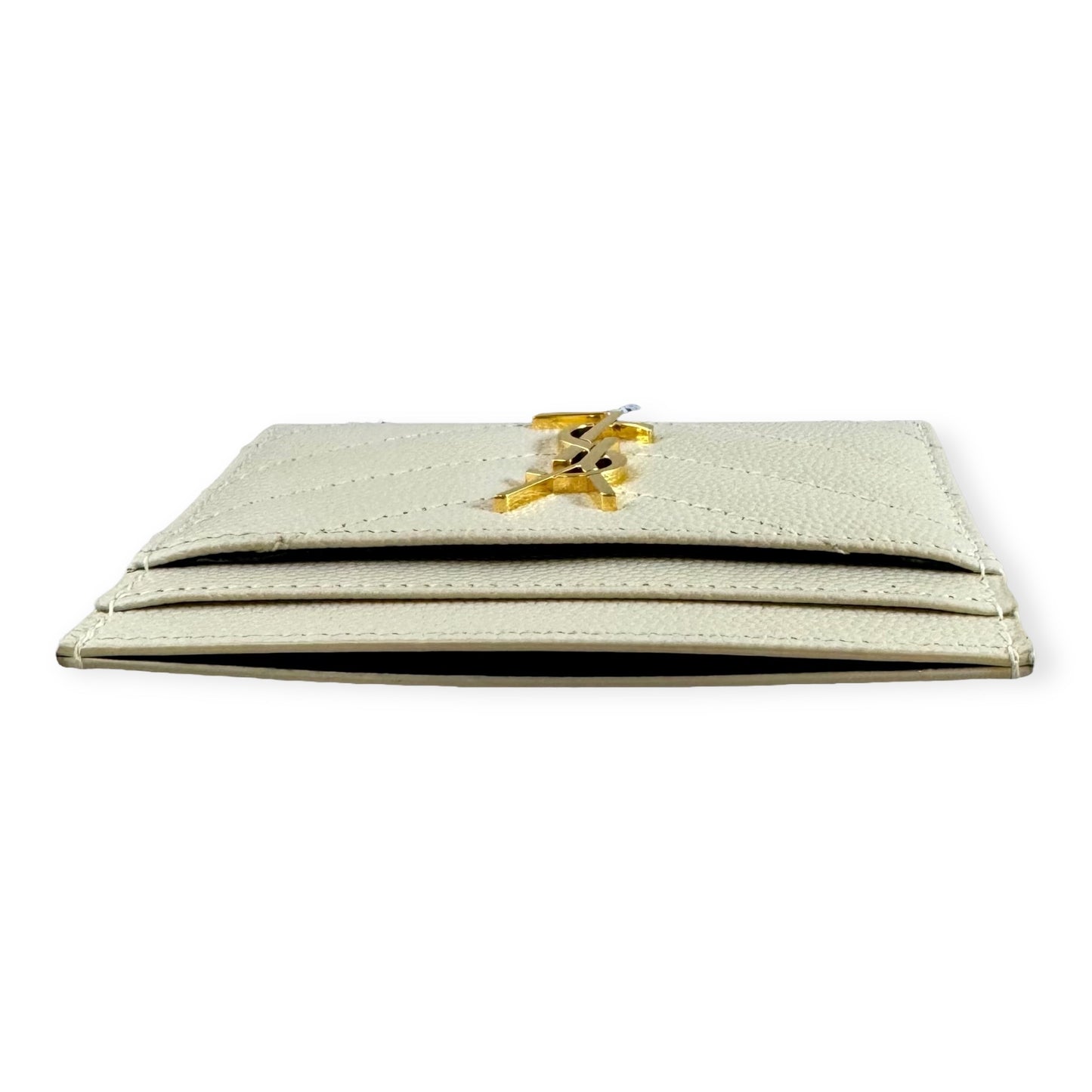 SAINT LAURENT Cassandre Card Case in Ivory