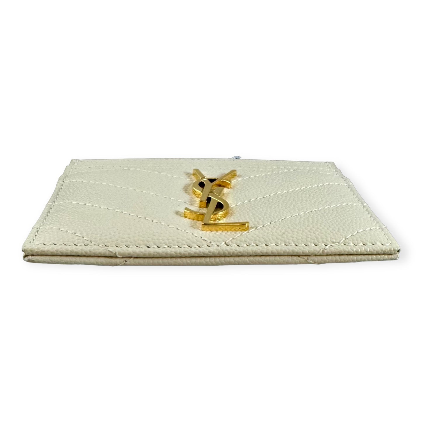 SAINT LAURENT Cassandre Card Case in Ivory