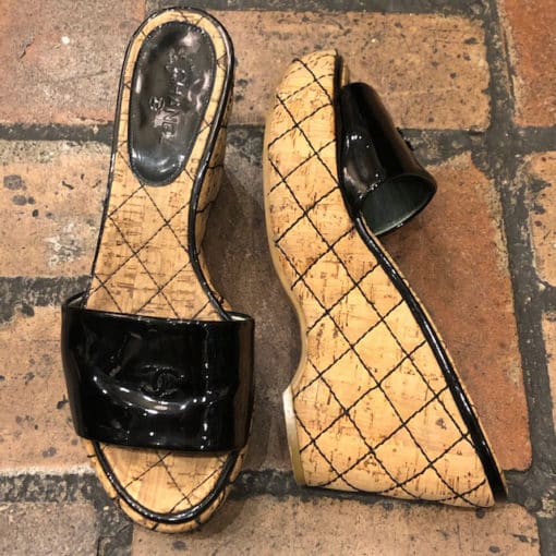 CHANEL Quilted Cork Wedges 2