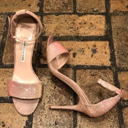 Manolo Blahnik Pink Shimmer Sandal 1