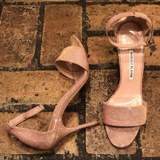 Manolo Blahnik Pink Shimmer Sandal 2
