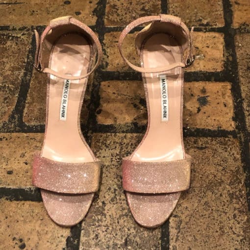 Manolo Blahnik Pink Shimmer Sandal 3
