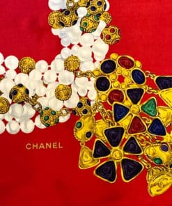 CHANEL Pearl Jewel Scarf Red 1