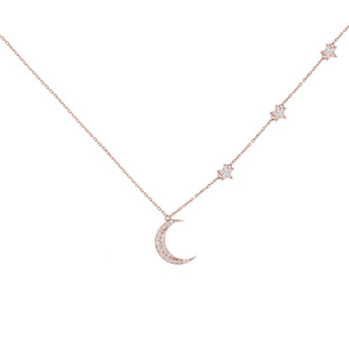 Moon Stars Diamond Necklace