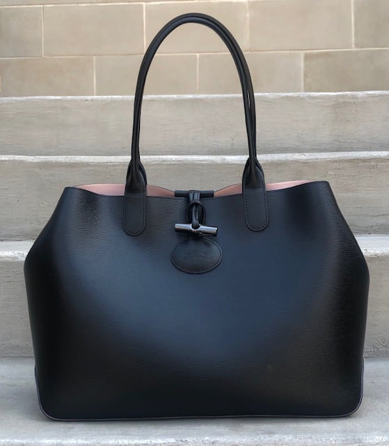 Longchamp Roseau Leather Shoulder Tote - Black