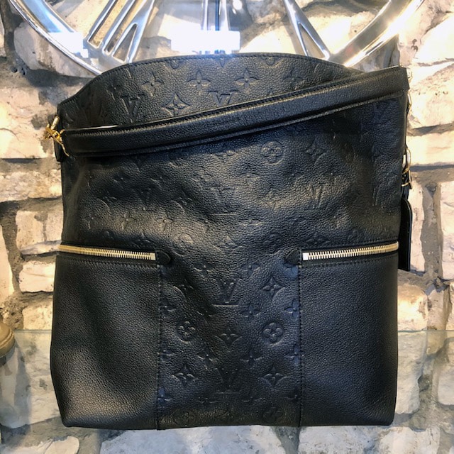LOUIS VUITTON Melie Taupe Clace Monogram Empreinte Leather Tote Shoulder Bag