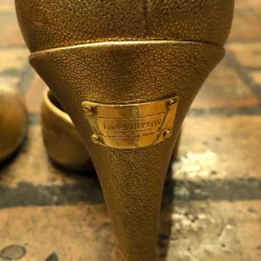 Louis Vuitton Metallic T Strap Sandals 5