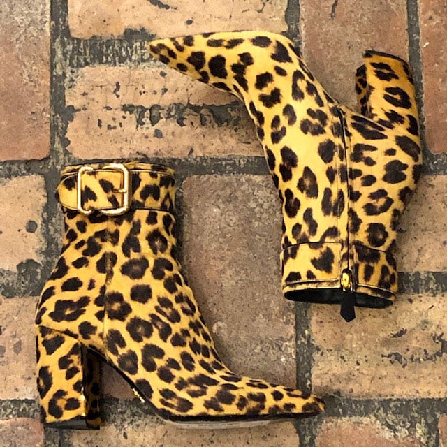 PRADA Leopard-Print Booties with Gold Buckle 36.5 - More Than You Can ...