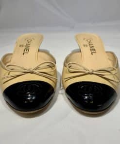 CHANEL, Shoes, Vintage Chanel Sandals Mules Slides Shoes Kitten Heels Tan  Beige