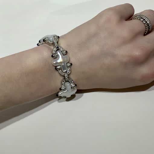 CHRISTOPHER WALLING Platinum Pearl Diamond and Sapphire Bracelet 5