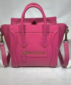 CELINE Nano Luggage Bag in Drummed Calfskin Pink - More Than You Can Imagine