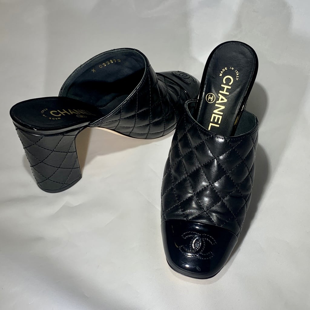 CHANEL Black Cap-Toe Mules 37 - More Than You Can Imagine