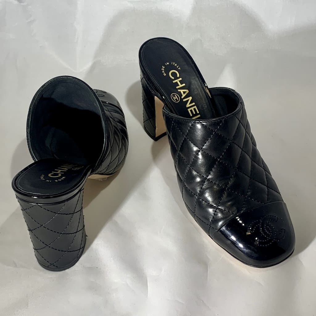 CHANEL Black Cap-Toe Mules 37 - More Than You Can Imagine
