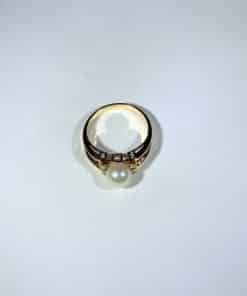 Custom 14kt Gold Pearl Ring with Rubies 2