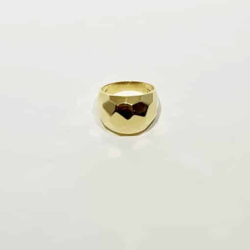 Custom 18K Gold Hammered Dome Ring 7