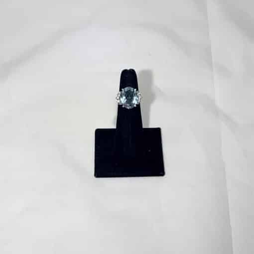Custom White Gold Aquamarine Ring with Diamond Accents 1