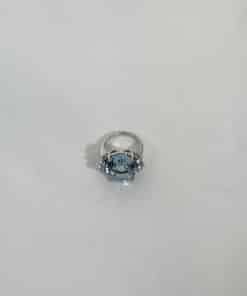 Custom White Gold Aquamarine Ring with Diamond Accents 3