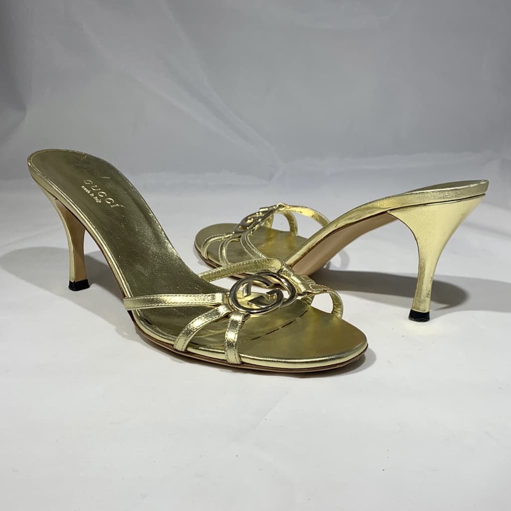 GUCCI GG Mid Heel Sandal in Gold 36 - Than You Can
