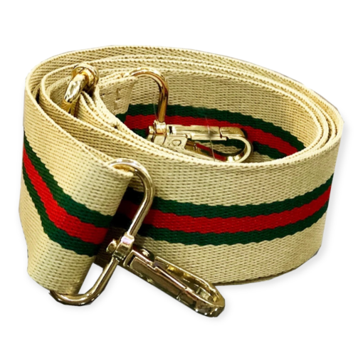 Milan Crossbody Strap in Tan, Red and Green