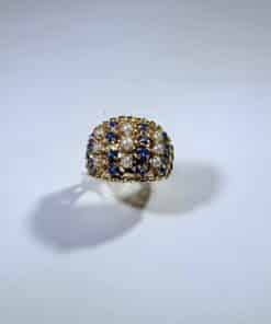 Custom 14K Gold Sapphire Pearl Ring 2