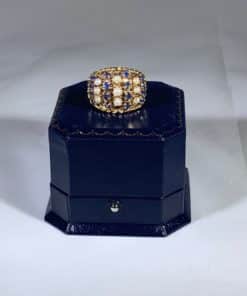 Custom 14K Gold Sapphire Pearl Ring