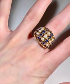 Custom 14K Gold Sapphire Pearl Ring 3