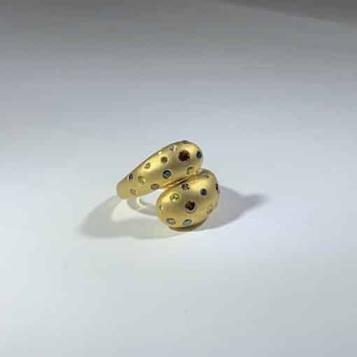 Custom Diamond Bypass Ring in 18k Yellow Gold 4