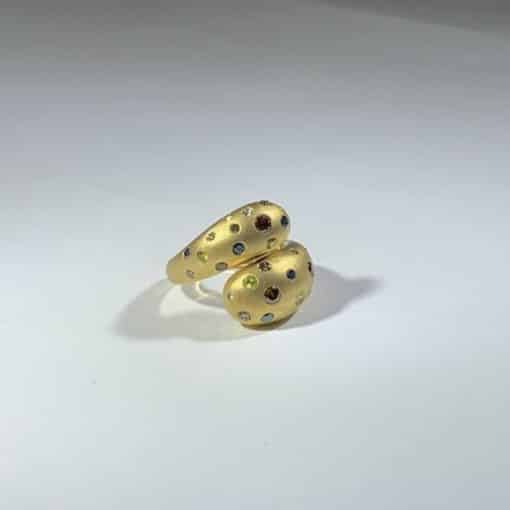 Custom Diamond Bypass Ring in 18k Yellow Gold