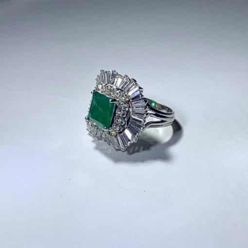 Custom Emerald Diamond Ring in Platinum 1