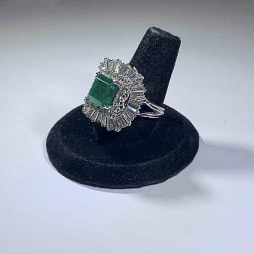Custom Emerald Diamond Ring in Platinum