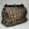 DOLCE GABBANA Brown Leather Leopard Handbag