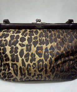 DOLCE GABBANA Brown Leather Leopard Handbag 2