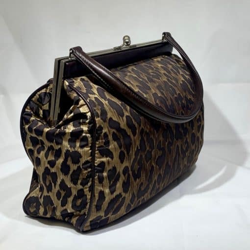DOLCE GABBANA Brown Leather Leopard Handbag 4