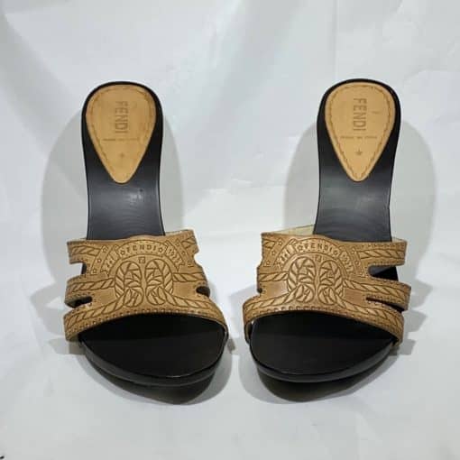 FENDI Tooled Sandal Heel 1