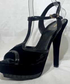 Fendi Velvet Peep Toe Sandal in Black 2