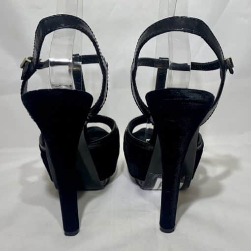 Fendi Velvet Peep Toe Sandal in Black 4