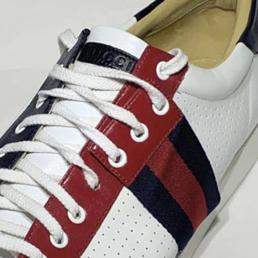 GUCCI Mens Leather Stripe Sneakers 2