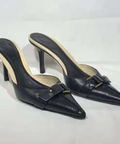 GUCCI Pointed Toe Buckle Mules in Black 1