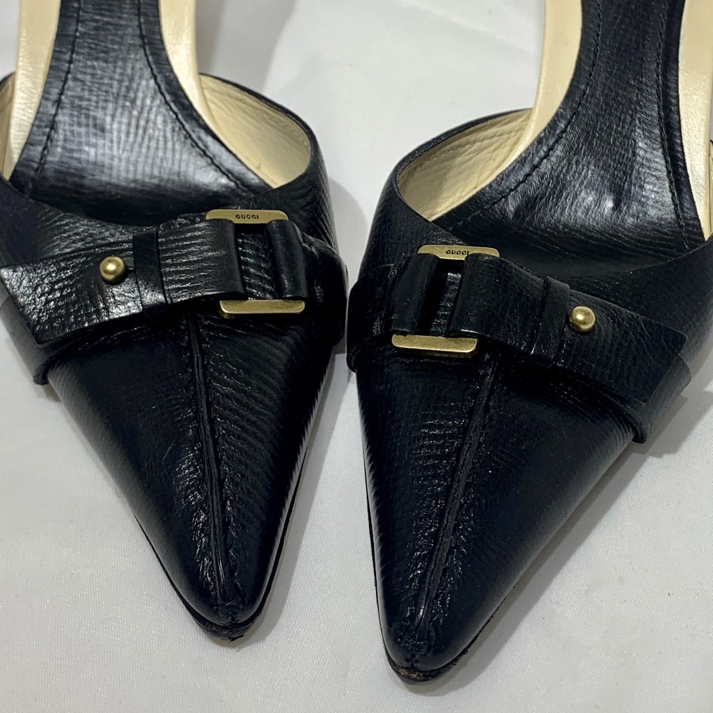 GUCCI Pointed Toe Buckle Mules in Black 9 - More Than You Can Imagine