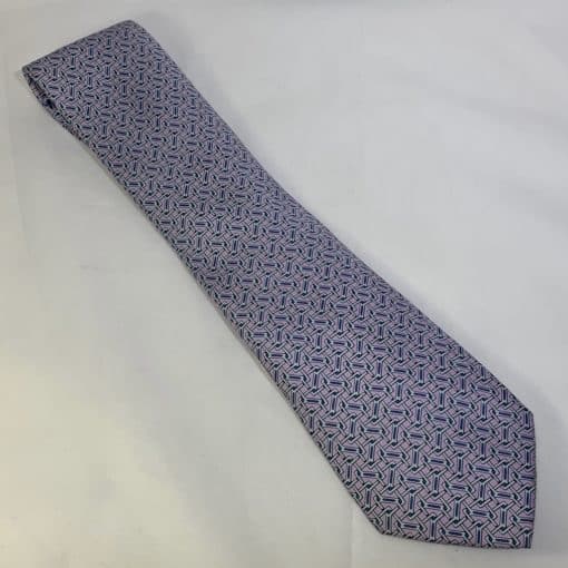 Hermes Silk Patterned Tie in Purple and Gray 1