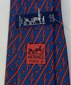 Hermes Striped Link Tie in Blue and Red 2