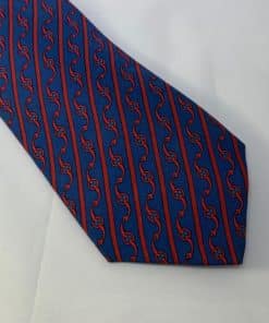 Hermes Striped Link Tie in Blue and Red