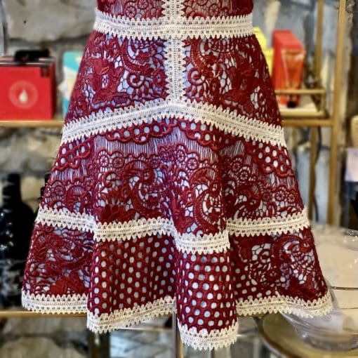 ALEXIS Crochet Rustikan Dress in Burgundy 1