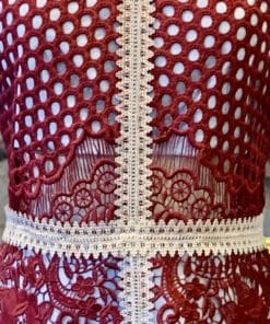 ALEXIS Crochet Rustikan Dress in Burgundy 2