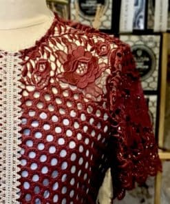 ALEXIS Crochet Rustikan Dress in Burgundy 4