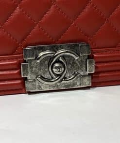 Chanel Red Leather Medium Boy Bag ref.999972 - Joli Closet