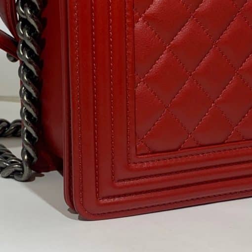 CHANEL New Medium Boy Flap Back Handbag in Red 8